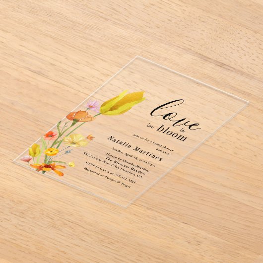 Liefde is in bloei Lente bruids douche met wilde b Acryl Uitnodigingen (Laagn)