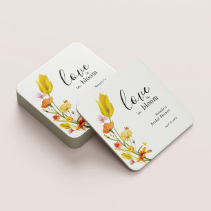 Liefde is in bloei Lente Wilde Bloemen Bruidsdiner Kartonnen Onderzetters