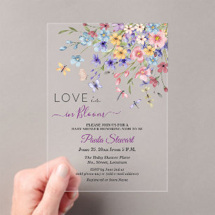 Liefde is in bloei Libellen Baby Shower Acryl Uitnodigingen