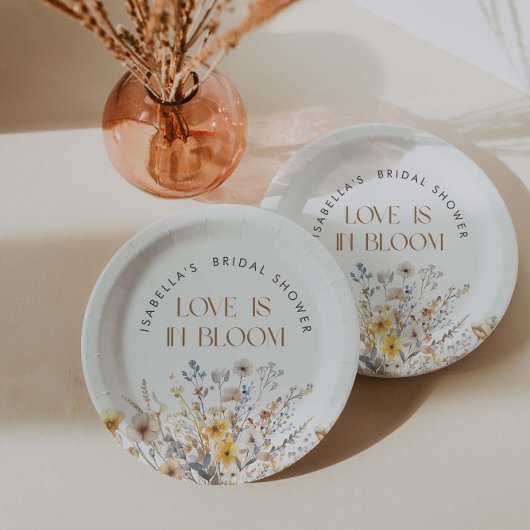 Liefde is in bloei Modern Wildflower Vrijgezellenf Papieren Bordje