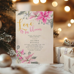 Liefde is in bloei Poinsettia Winter Bruiloft Fees Kaart