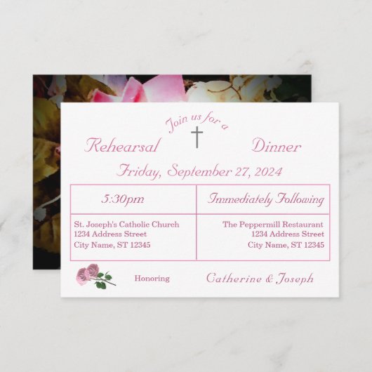 Liefde is in bloei repetitie diner uitnodiging (Voorkant / Achterkant)