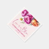 Liefde is in bloei roze bloem bruids douche gedruk servet (Hoek)