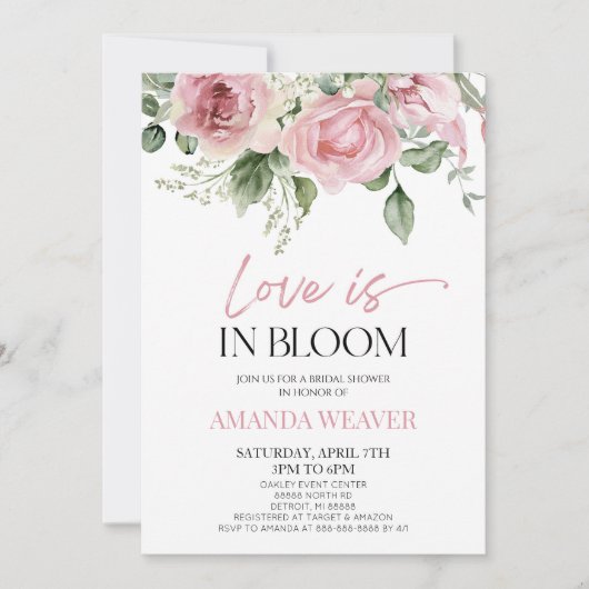 Liefde is in bloei roze bloembloem Vrijgezellenfee Kaart (Voorkant)