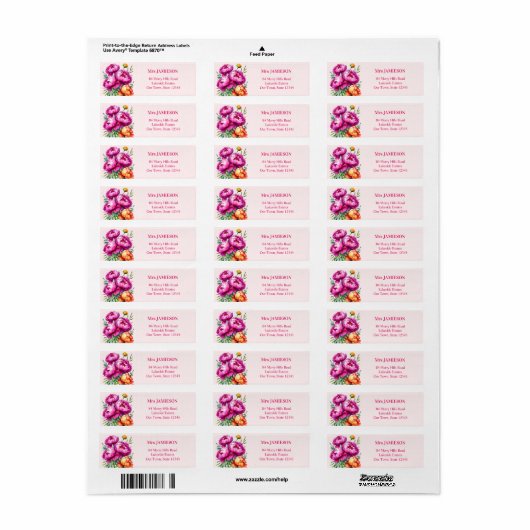 Liefde is in bloei roze bloemen gedrukt etiket (Full Sheet)