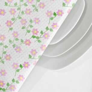 Liefde is in bloei Roze Bloemen Theedoek