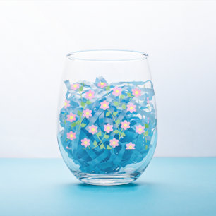 Liefde is in bloei Roze Bloemen Wijnglas Zonder Voet