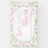 Liefde is in bloei Roze bloemige bruids-shower Spandoek (Verticaal)