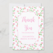 Liefde is in bloei Roze Bloemige Bruiloft Bedankkaart (Voorkant)