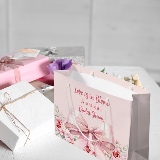 Liefde is in bloei roze lint bloemige Bruids Showe Groot Cadeauzakje