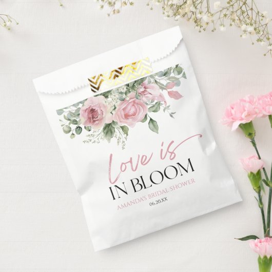 Liefde Is In Bloei Roze Roos Bloemachtige Bruiloft Bedankzakje (Gezegeld)