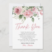 Liefde is in bloei roze roos bloemig Vrijgezellenf Bedankkaart (Voorkant)