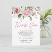 Liefde Is In Bloei Roze Roos Bloemige Bruidsdouche Bedankkaart (Staand voorkant)