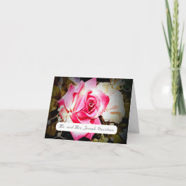 Liefde is in bloei Roze roos gevouwen bedankkaart