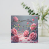 Liefde is in bloei Roze rozen Save the Date-huweli (Staand voorkant)