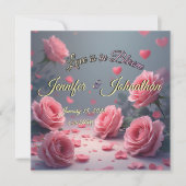 Liefde is in bloei Roze rozen Save the Date-huweli (Voorkant)