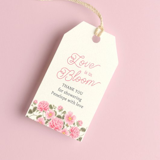 LIEFDE IS IN BLOEI ROZE WILDE ROZEN CADEAULABEL