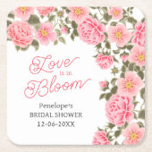 LIEFDE IS IN BLOEI  ROZE WILDE ROZEN KARTONNEN ONDERZETTERS (Voorkant)