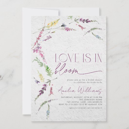 Liefde is in bloei Rustieke Wildflower Waterverf Kaart (Voorkant)