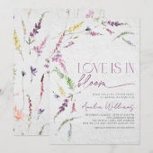 Liefde is in bloei Rustieke Wildflower Waterverf Kaart (Voorkant / Achterkant)