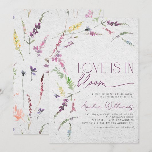 Liefde is in bloei Rustieke Wildflower Waterverf Kaart (Voorkant / Achterkant)