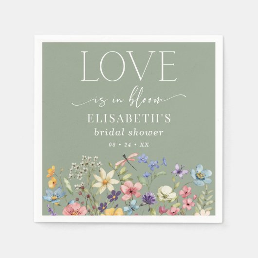 Liefde is in bloei salie groen Vrijgezellenfeest Servet (Voorkant)