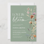 Liefde is in bloei Salie groene bruidsuitnodiging Kaart (Voorkant)
