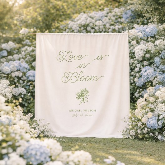 Liefde is in bloei Salie Hydrangea Bruiloftsborrel Wandkleed