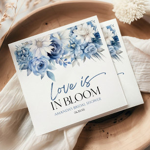Liefde Is In Bloei Stof Blauw Bloemachtig Bruiloft Servet
