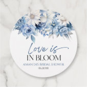 Liefde Is In Bloei Stof Blauw Bloemig Bruidsdiner Bedankjes Labels (Achterkant)