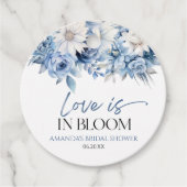 Liefde Is In Bloei Stof Blauw Bloemig Bruidsmeisje Bedankjes Labels (Voorkant)