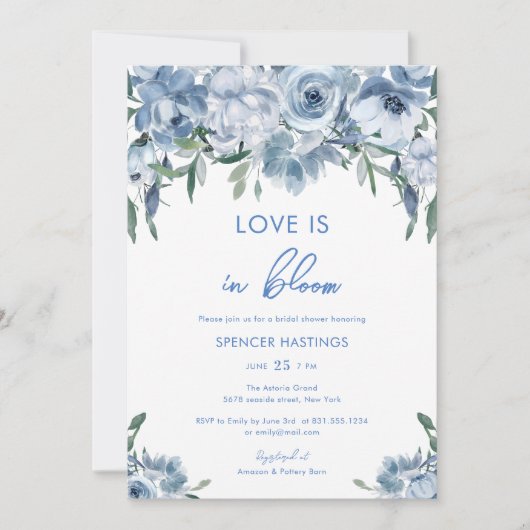 Liefde is in bloei stoffig blauw bloemig Vrijgezel Kaart (Voorkant)