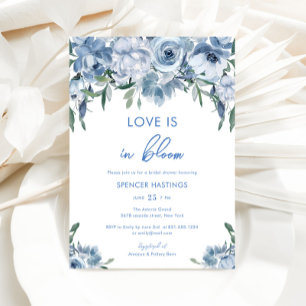Liefde is in bloei stoffig blauw bloemig Vrijgezel Kaart