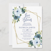 Liefde is in bloei stoffig blauw bloemig Vrijgezel Kaart (Voorkant)