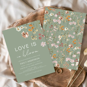 Liefde is in bloei Trouwfeest met wilde bloemen Kaart