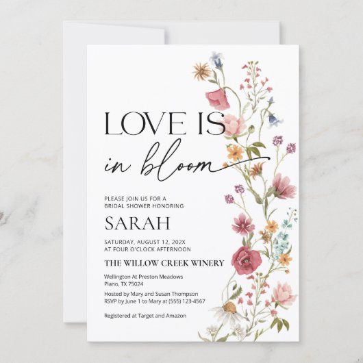 Liefde is in bloei uitnodiging | Vrijgezellenfeest (Voorkant)