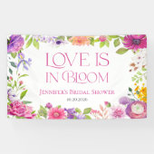 Liefde is in bloei | Watercolor bloemen bruidsdouc Spandoek (Horizontaal)