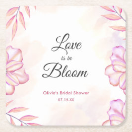 Liefde is in bloei Waterverf Bloem Bruiloft  Kartonnen Onderzetters
