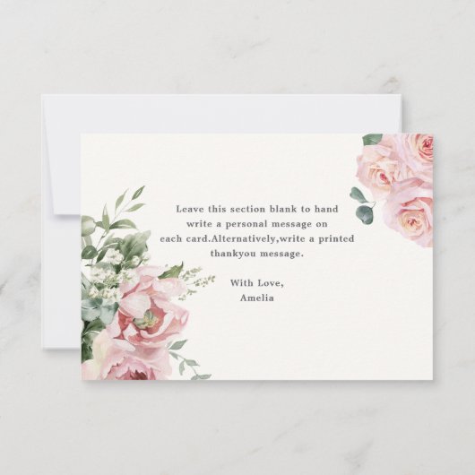 Liefde is in bloei waterverf Bloemen Vrijgezellenf Bedankkaart (Achterkant)