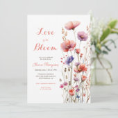 Liefde is in bloei wilde bloemen bloemenbloem vrij kaart (Staand voorkant)