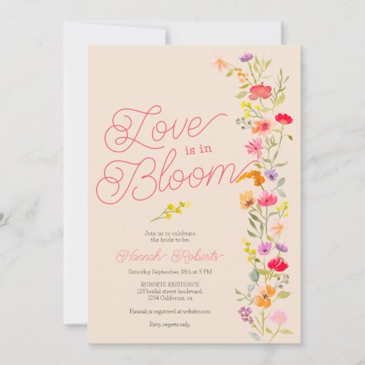 Liefde is in bloei wilde bloemen bloemenbloem vrij kaart (Voorkant)