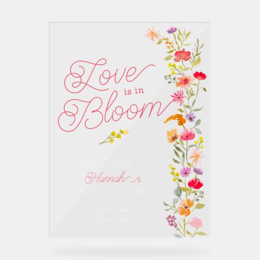 Liefde is in bloei wilde bloemen bloemenbruids wel acryl bord (Voorkant)