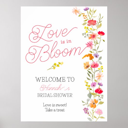 Liefde is in bloei wilde bloemen bloemenbruids wel poster (Voorkant)