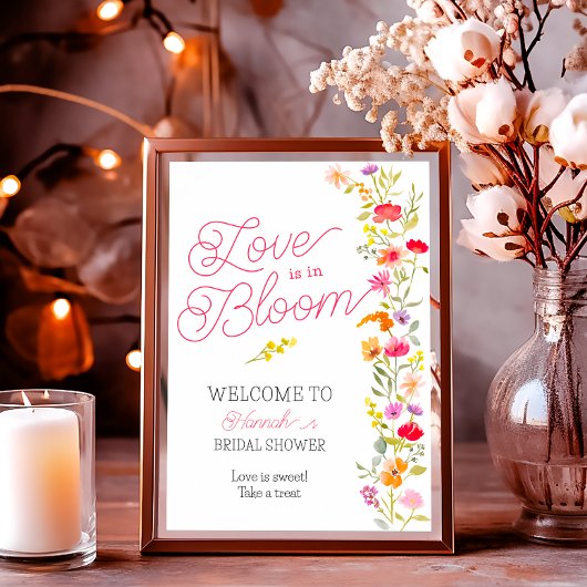 Liefde is in bloei wilde bloemen bloemenbruids wel poster
