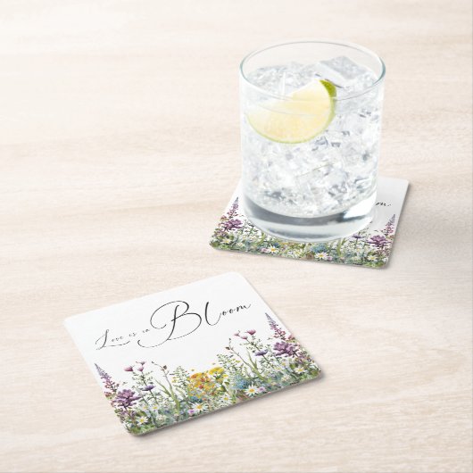 Liefde is in bloei Wilde Bloemen Bruidsboeket Brui Kartonnen Onderzetters (Insitu)