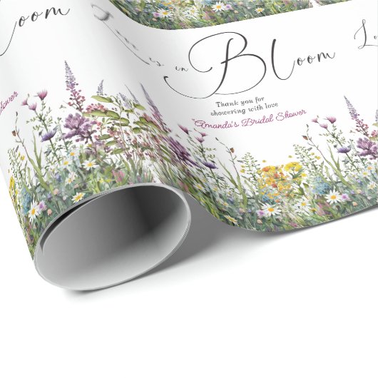 Liefde is in bloei Wilde bloemen Bruidsfeest Cadeaupapier (Rol Hoek)