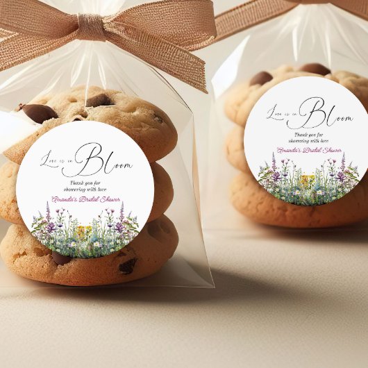 Liefde is in bloei Wilde Bloemen Bruidsfeest Ronde Sticker