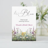 Liefde is in bloei Wilde bloemen Bruiloft Bridal S Bedankkaart (Staand voorkant)