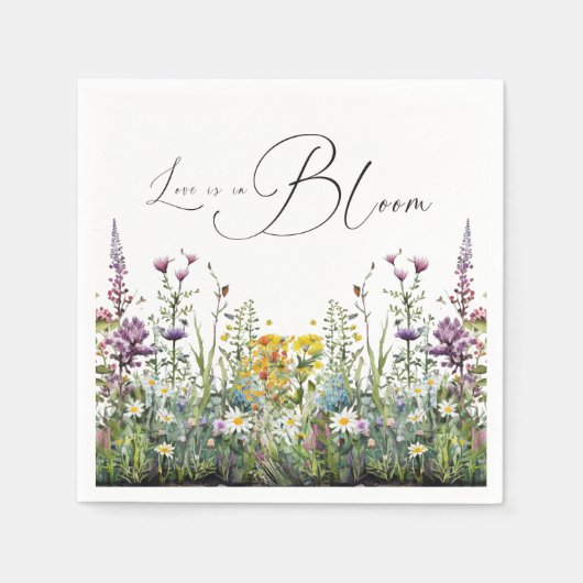 Liefde is in bloei Wilde bloemen Bruiloft Feest Servet (Voorkant)