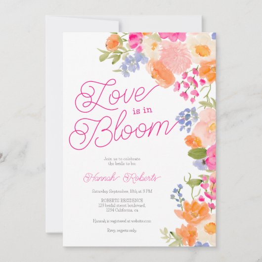 Liefde is in bloei  wilde bloemen vrijgezellenfees kaart (Voorkant)